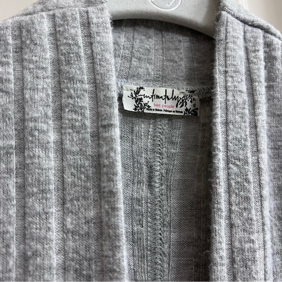 Free People Intimately Long Sleeve Ribbed Knit Tee Deep V-Neck in Gray, Size XS - Picture 6 of 6